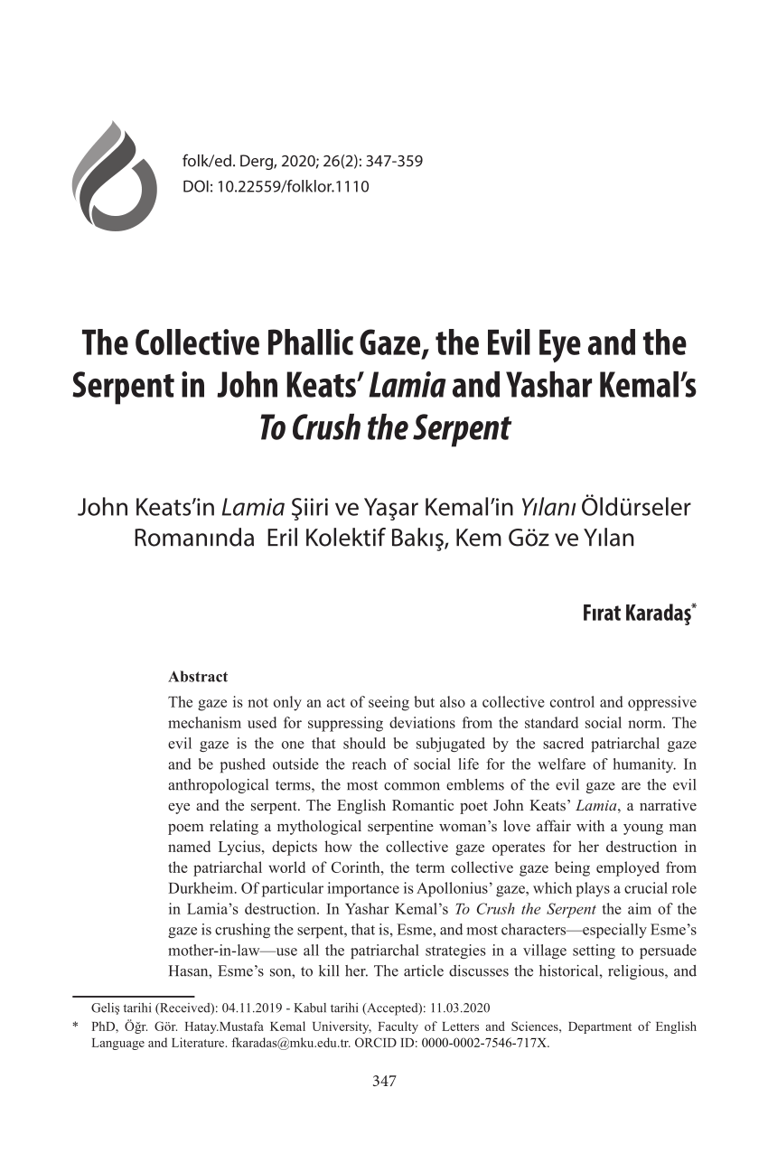 PDF) The Collective Phallic Gaze, the Evil Eye and the Serpent in