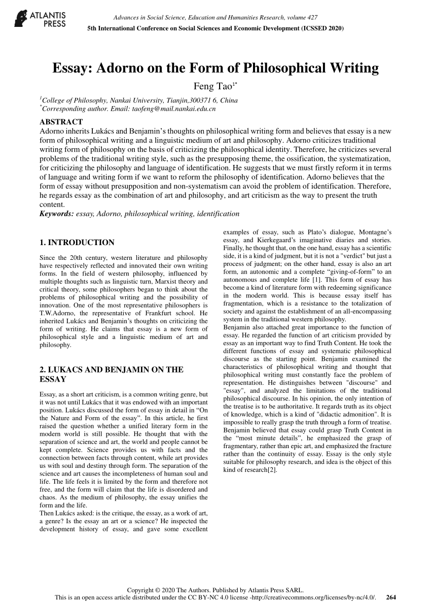 the essay as form adorno pdf