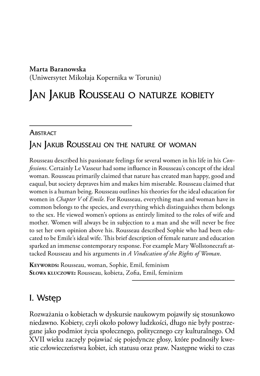 Pdf Jan Jakub Rousseau O Naturze Kobiet 2635