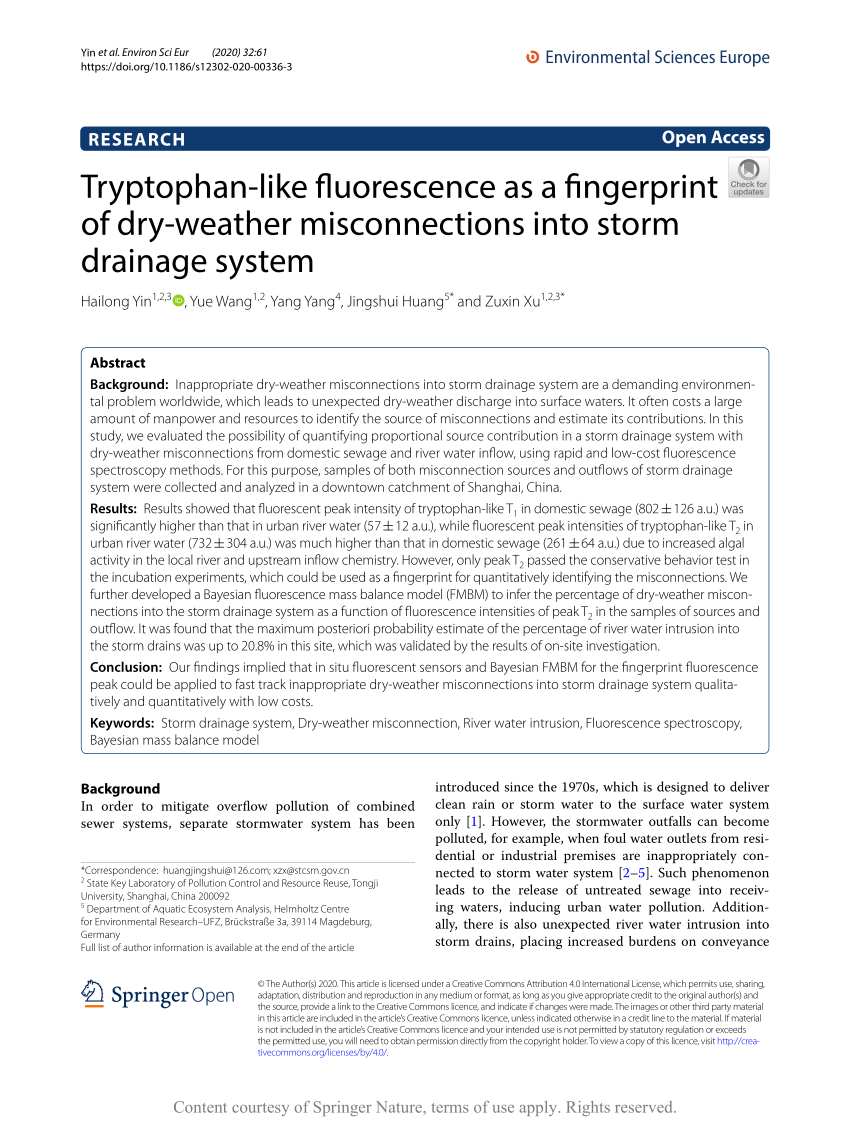 PDF) Tryptophan-like fluorescence as a fingerprint of dry-weather 