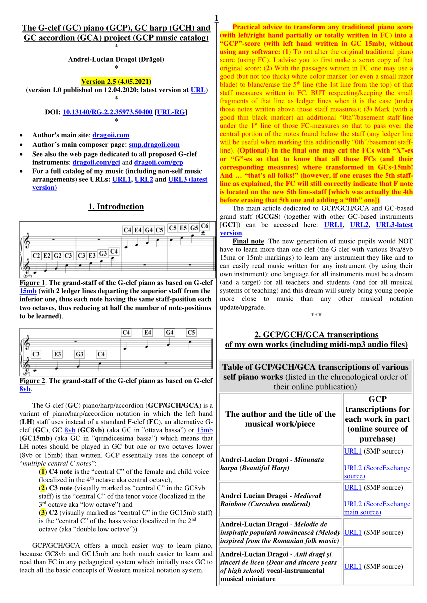 mistaken Destructive violent PDF) (GCP music catalog - version 2.5 - 4.05.2021 - 5.5 A4 pages) The  G-clef (GC) piano (GCP), GC harp (GCH) and GC accordion (GCA) project (GCP  music catalog, including midi-mp3 audio files)