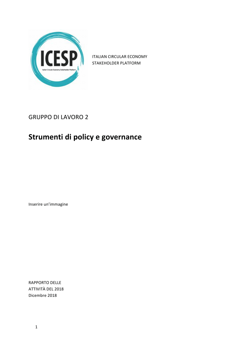 Pdf Report Icesp Piattaforma Italiana Economia Circolare Gdl2 Strumenti Di Policy E Governance