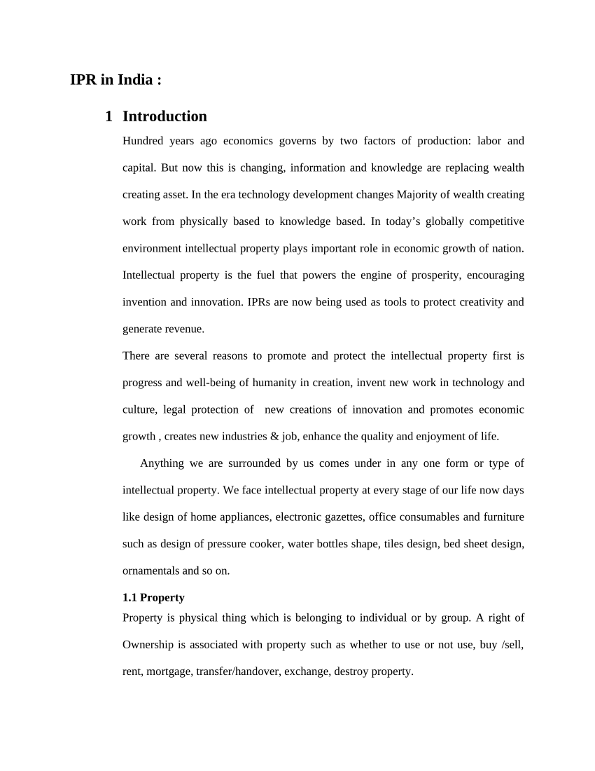 research paper on ipr in india