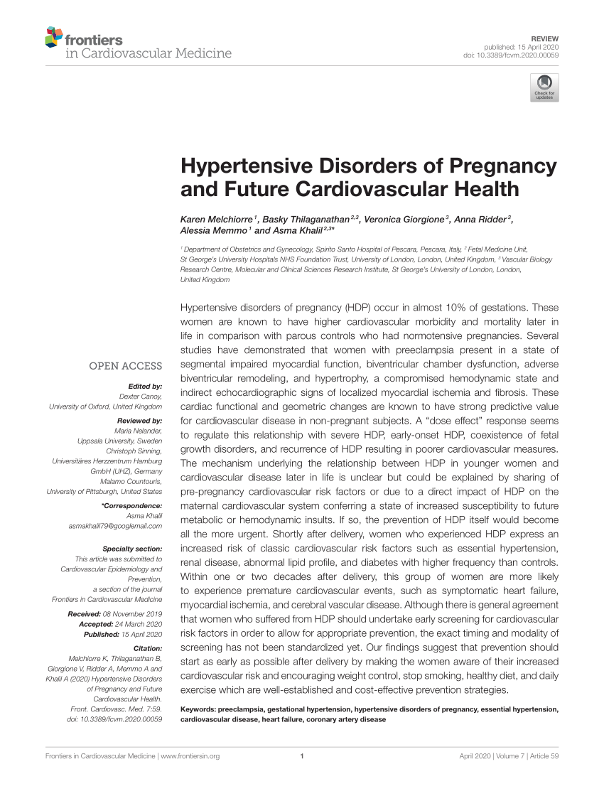 Hypertensive Disorders in Pregnancy Update April 2019