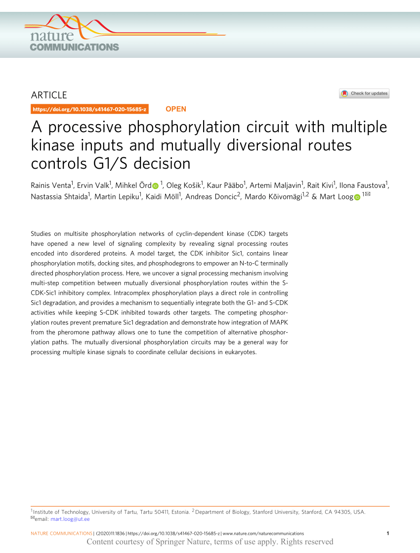 PDF) A processive phosphorylation circuit with multiple kinase ...