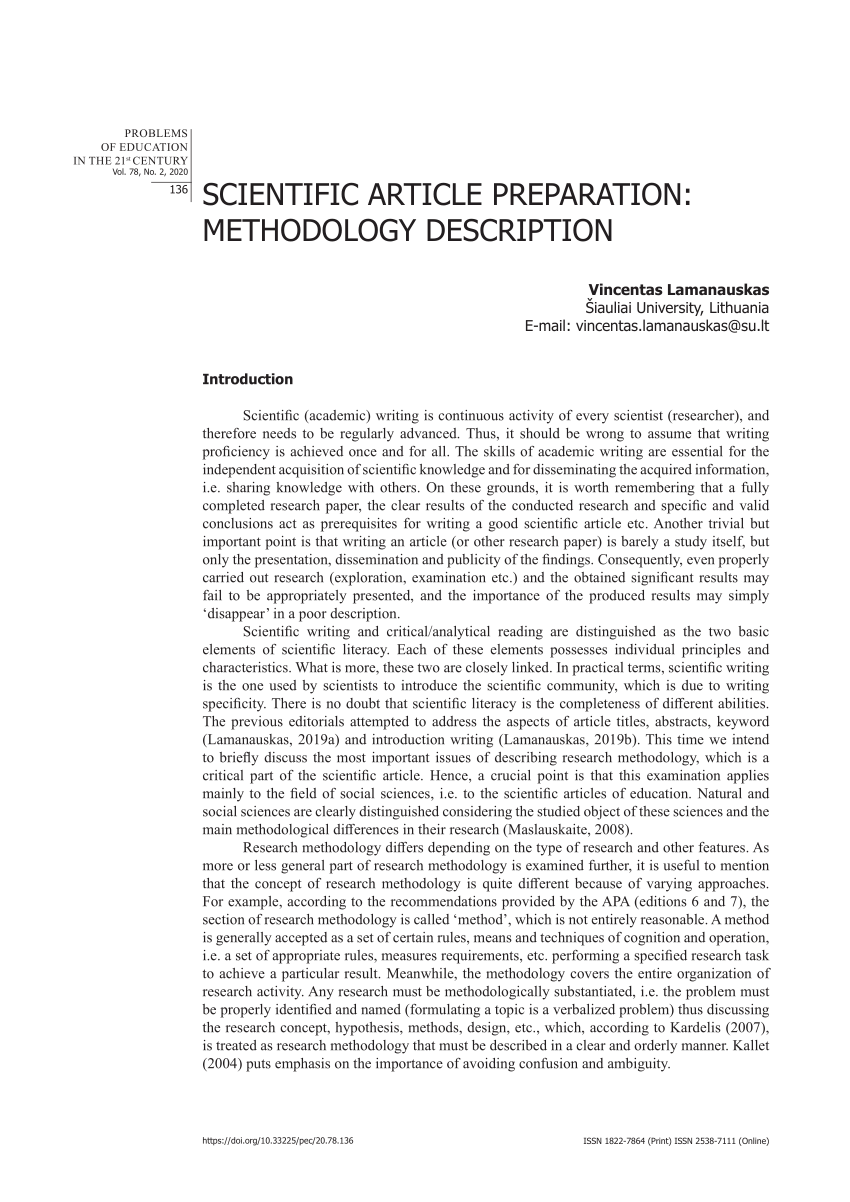 journal article methodology example