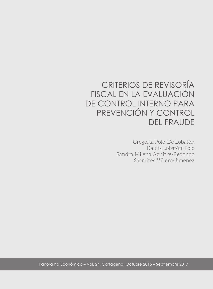 Pdf Criterios De Revisoría Fiscal En La Evaluación De Control Interno