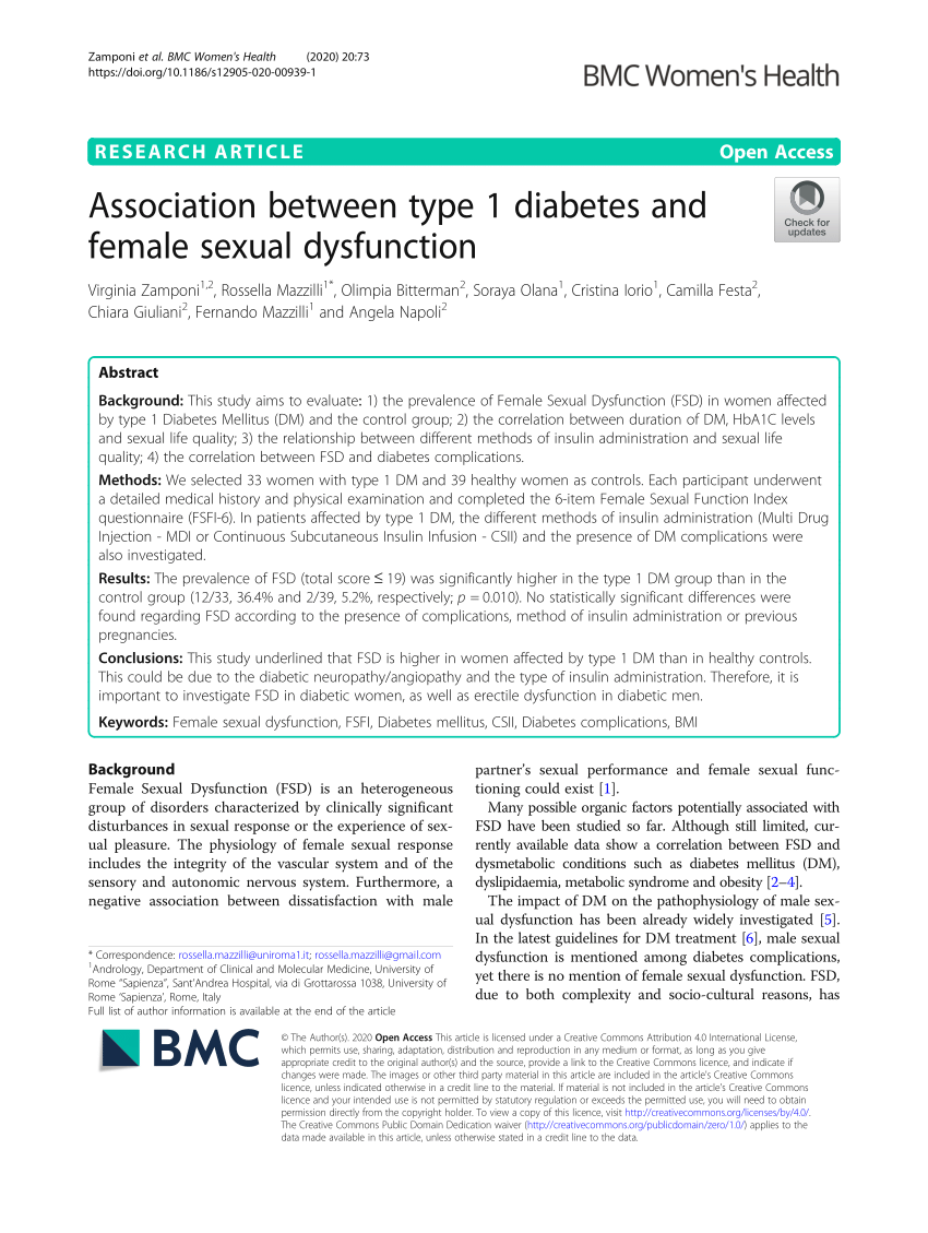 PDF Association between type 1 diabetes and female sexual dysfunction