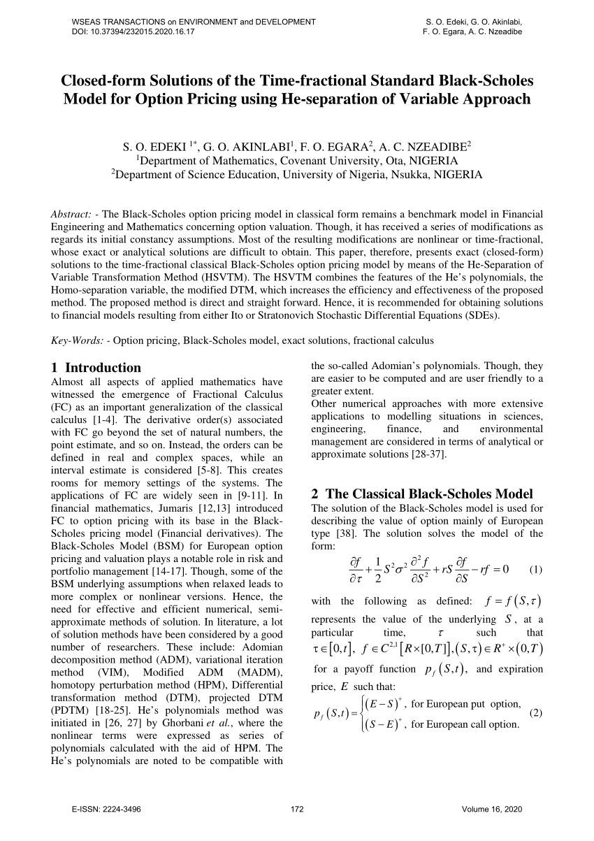 PDF) Closed-form Solutions of the Time-fractional Standard Black