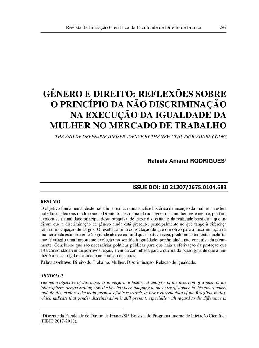 Pdf GÊnero E Direito Reflexões Sobre O Princípio Da Não Discriminação Na Execução Da 2113