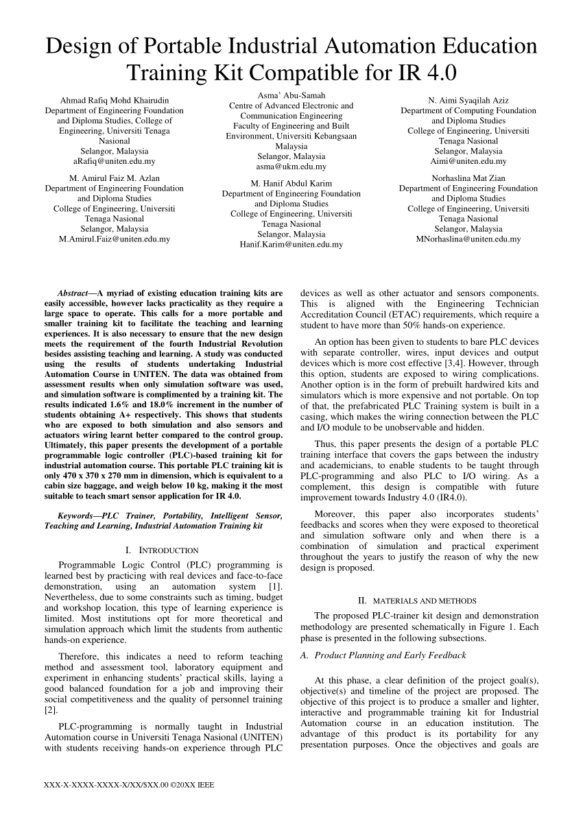 PDF) Design of Portable Industrial Automation Education Training 