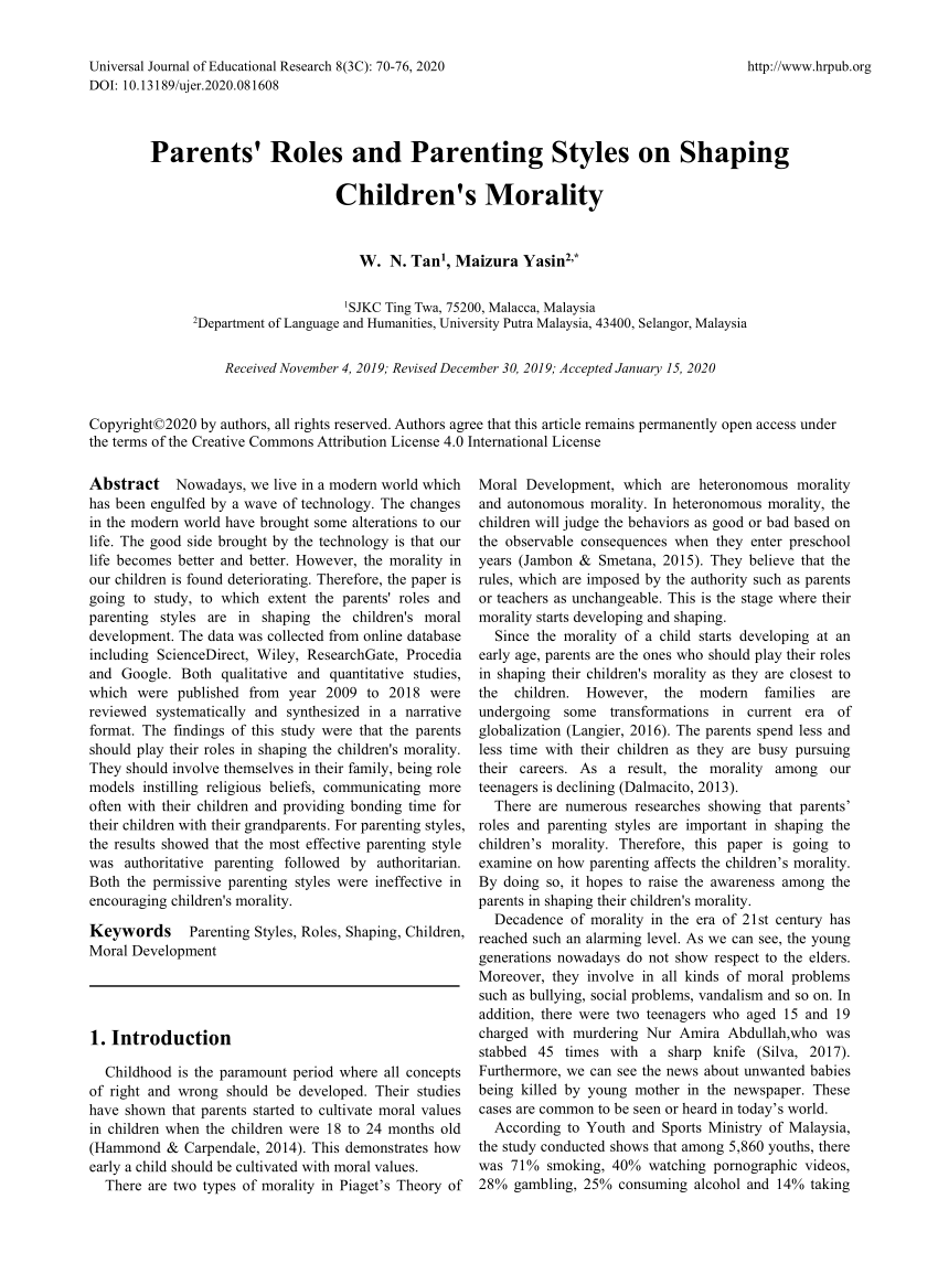 research paper for parenting style