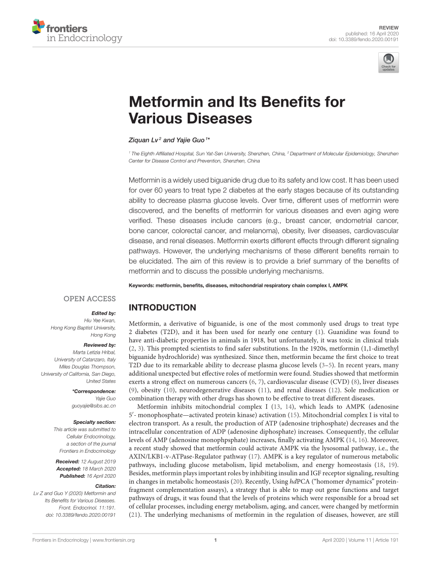 Pdf Metformin And Its Benefits For Various Diseases