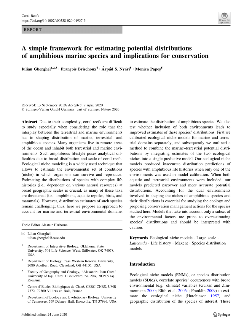 (PDF) A simple framework for estimating potential distributions of