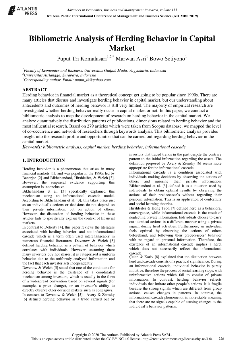 PDF) Bibliometric Analysis of Herding Behavior in Capital Market