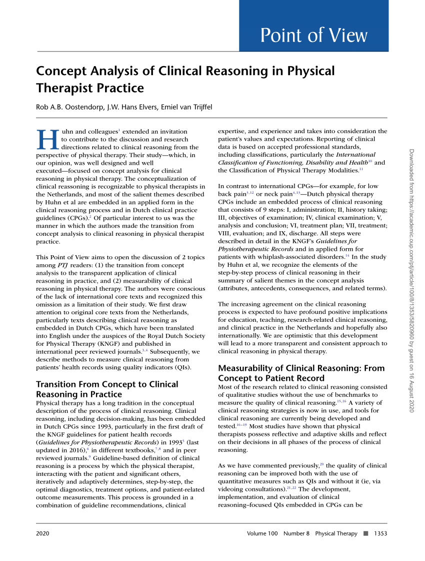 clinical reasoning case study examples physiotherapy