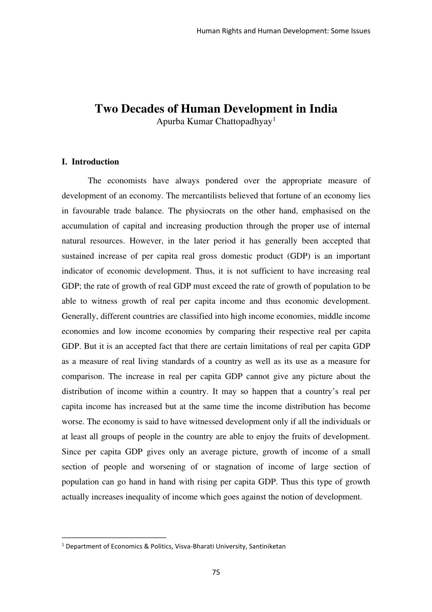 essay on human development in india