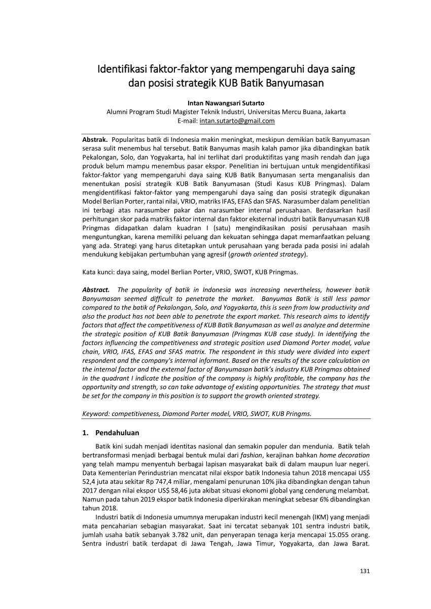 PDF) Identifikasi faktor-faktor yang mempengaruhi daya saing dan 