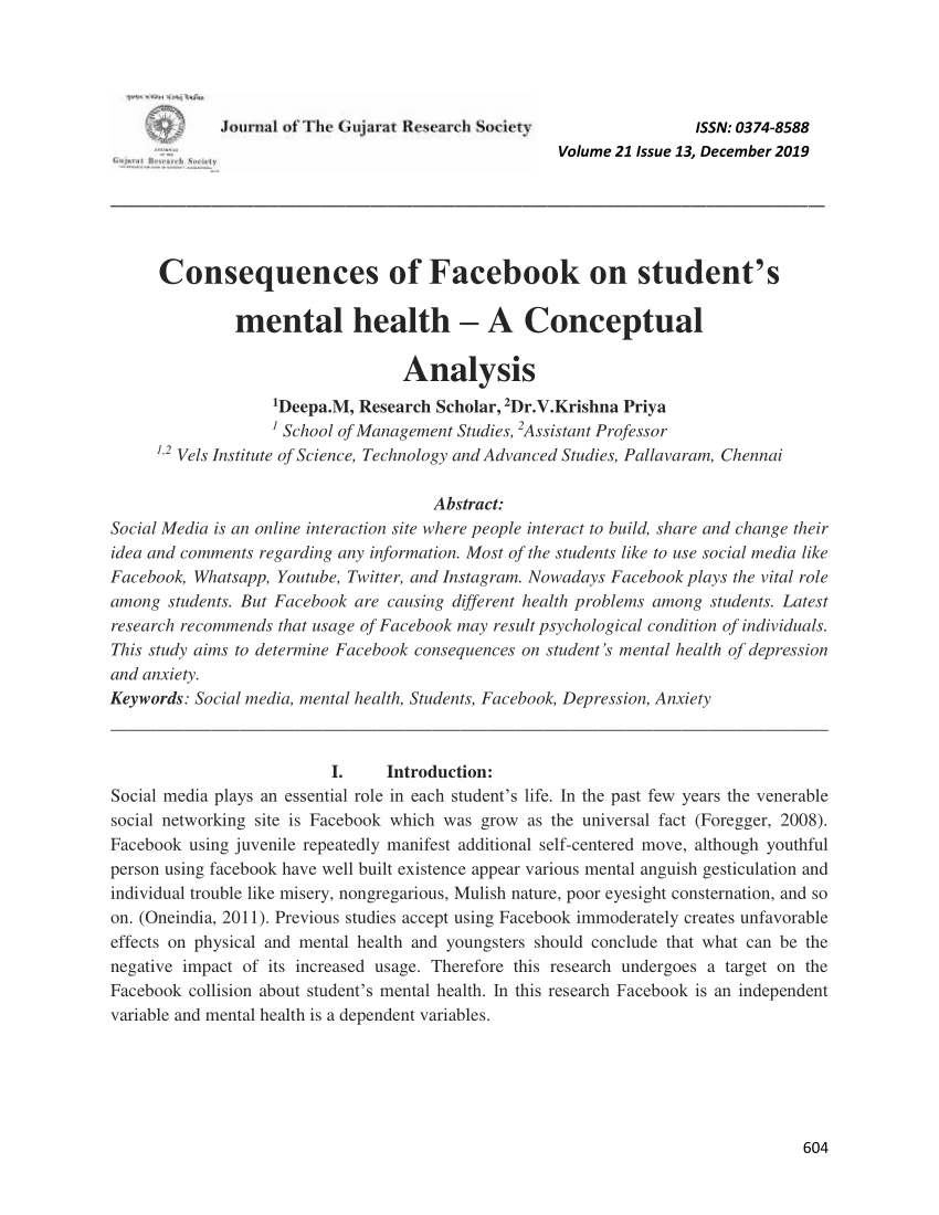 research paper on impact of social media on mental health