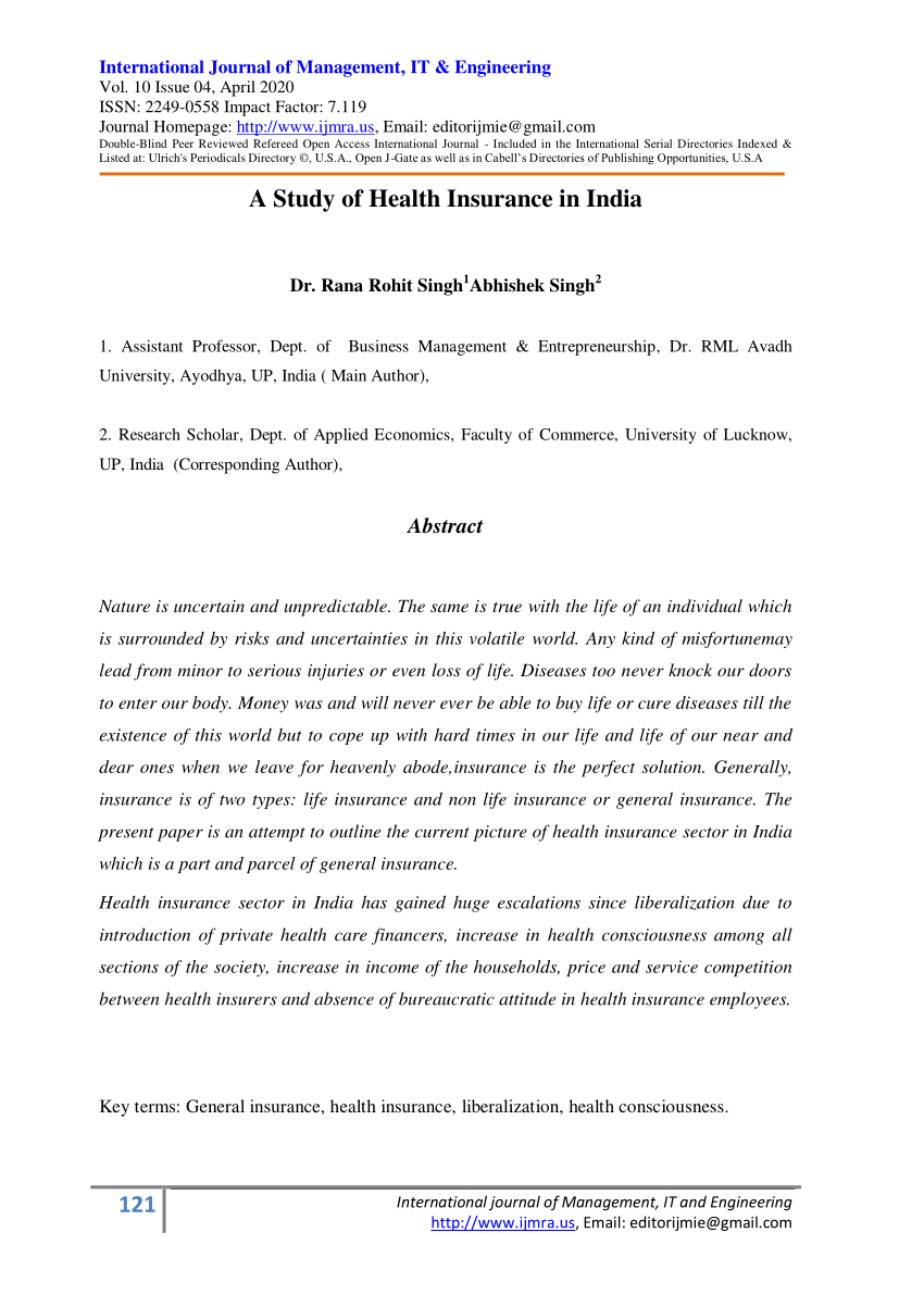 literature review on health insurance in india