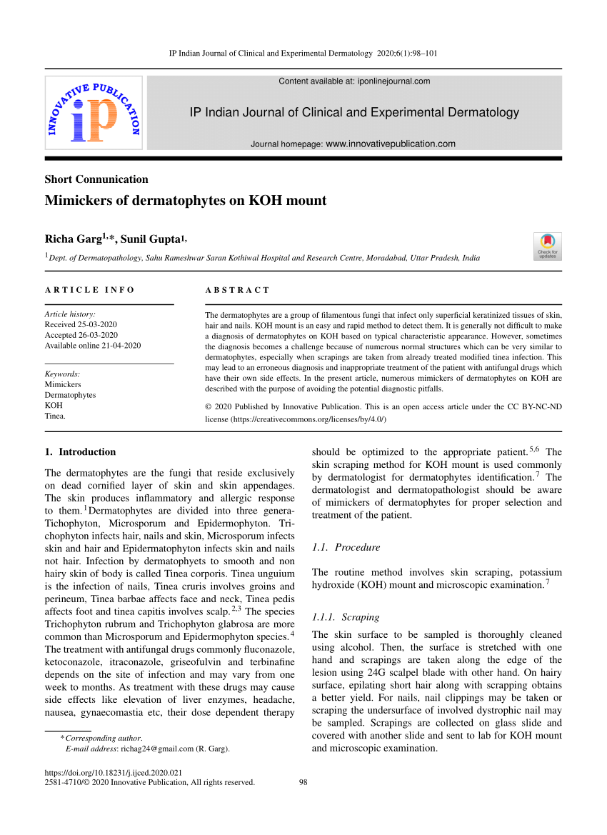 PDF) Mimickers of dermatophytes on KOH mount