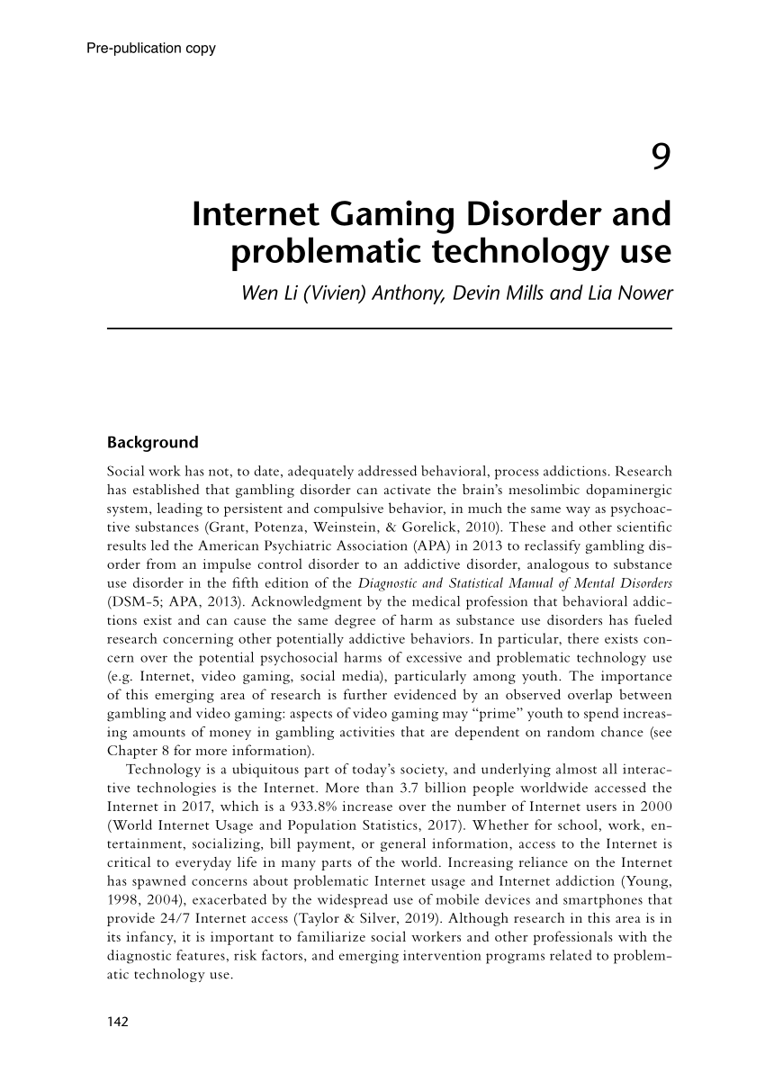 internet gaming disorder case study