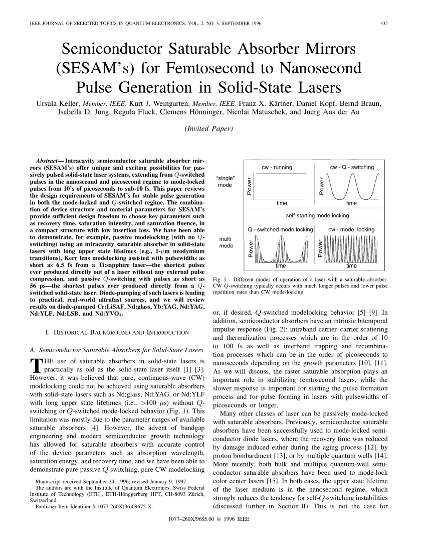 PDF Bestimmung der nichtlinearen Reflektivität von sättigbaren Halbleiterabsorberspiegeln im roten Spektralbereich