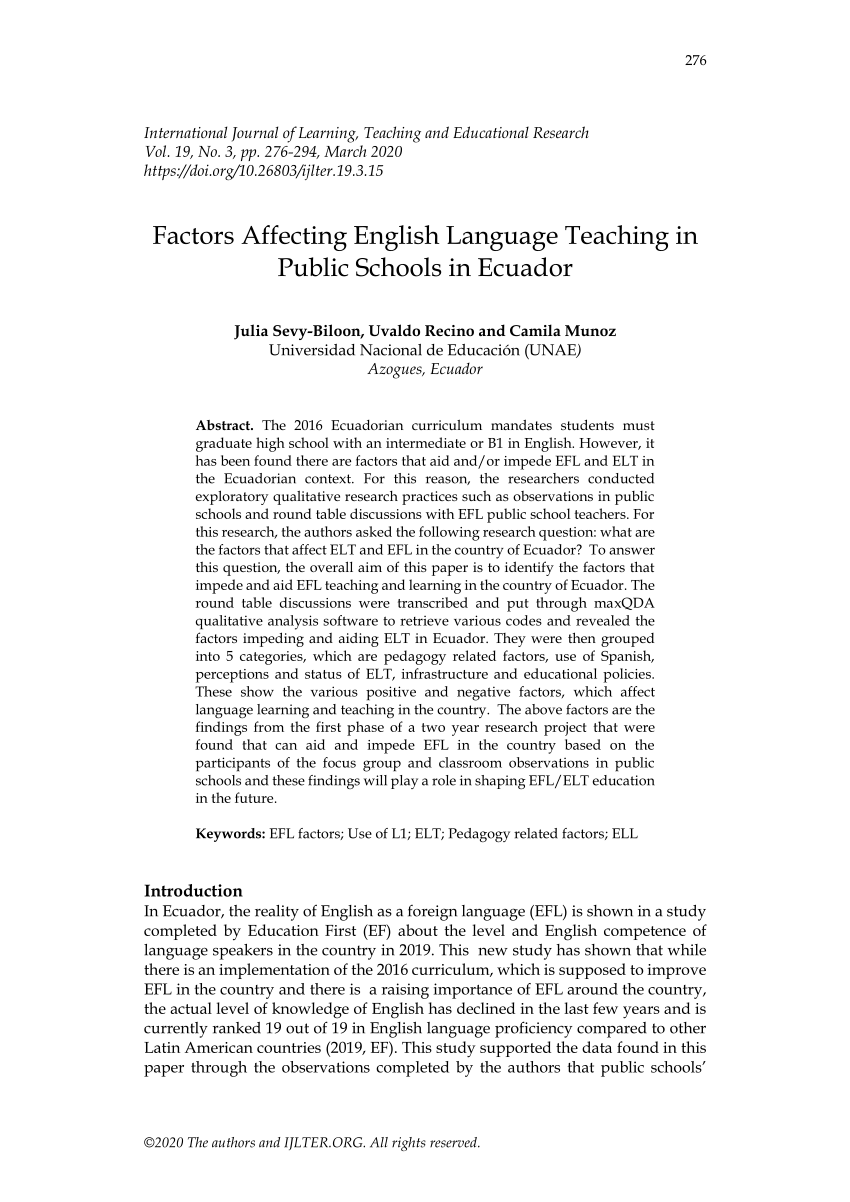 factors affecting english language learning research paper