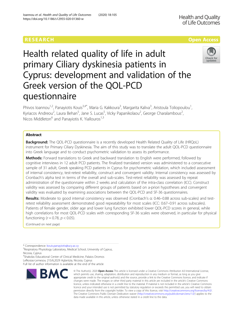 PDF) Linguistic validation of cystic fibrosis quality of life  questionnaires