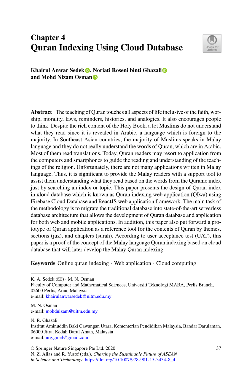 PDF) Quran Indexing Using Cloud Database