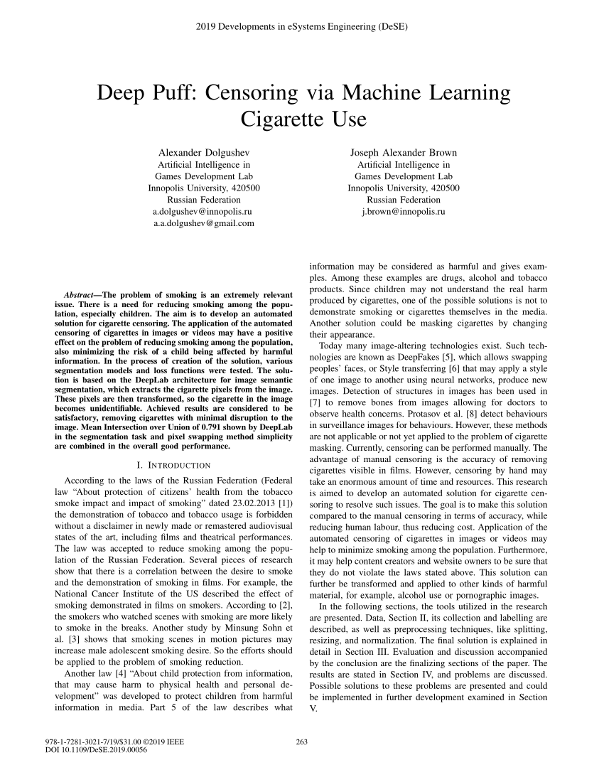 Pdf Deep Puff Censoring Via Machine Learning Cigarette Use