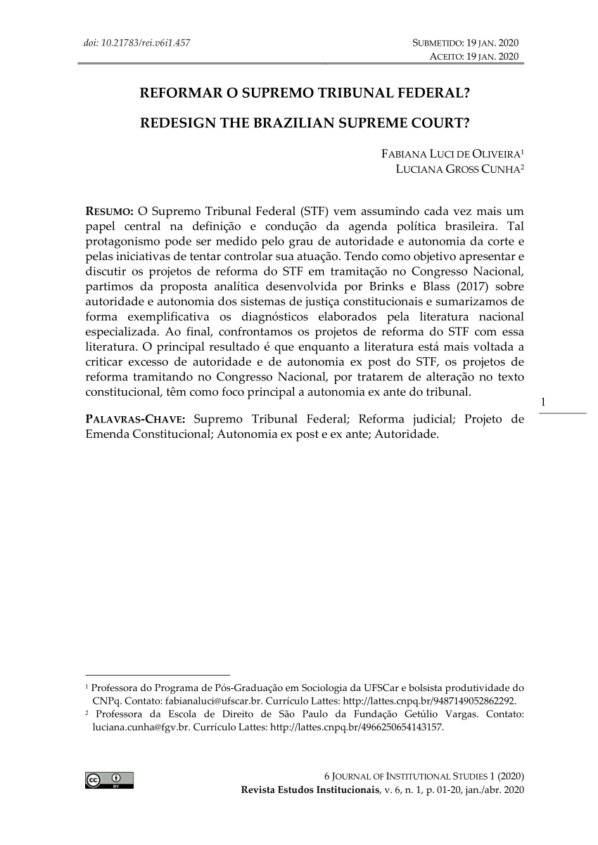 PDF) O STF e a política: explicações institucionais sobre a relação entre  independência e exercício do controle de constitucionalidade