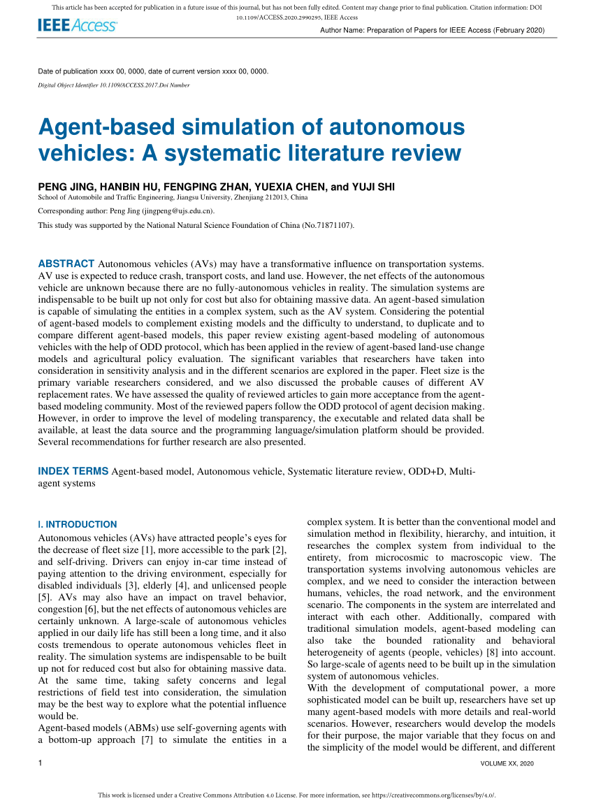autonomous vehicles literature review