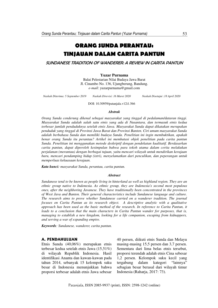 PDF ORANG SUNDA PERANTAU TINJAUAN DALAM CARITA PANTUN