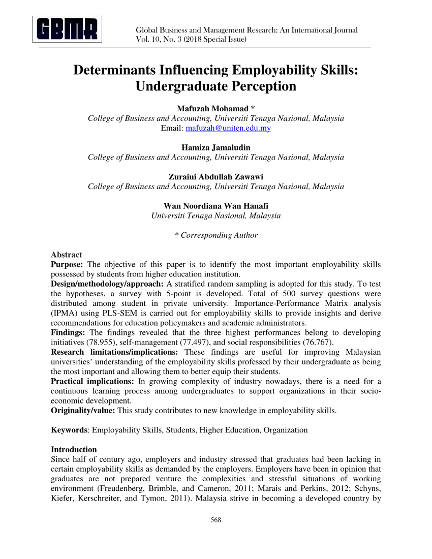 An investigation into the employability skills of undergraduate