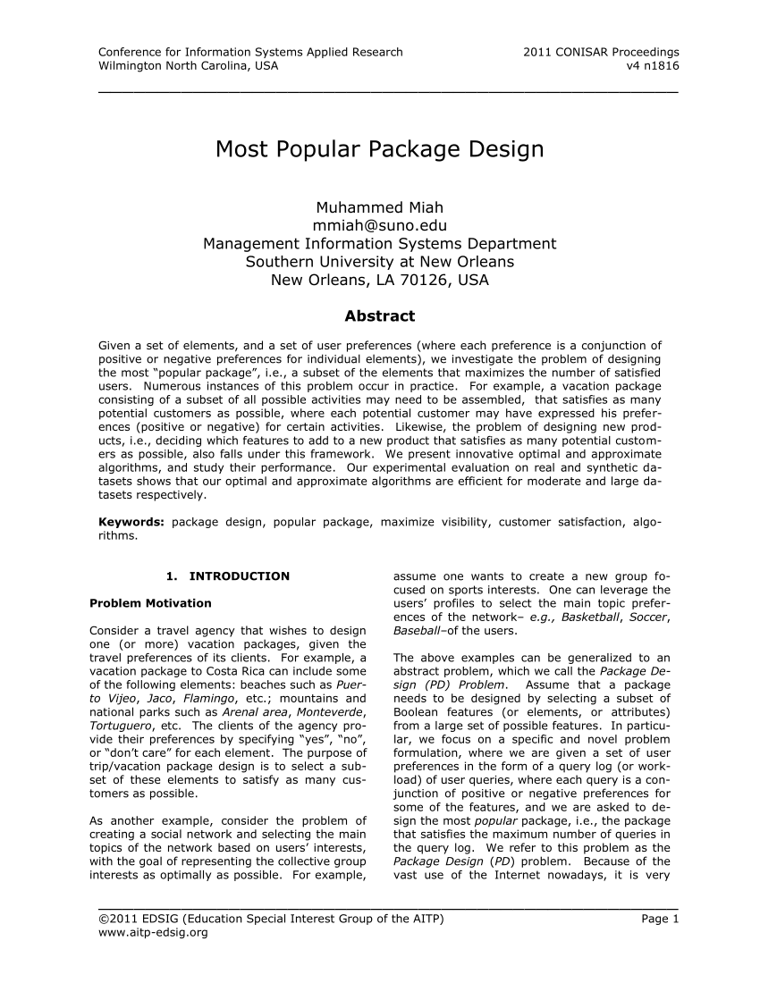 research paper on package design