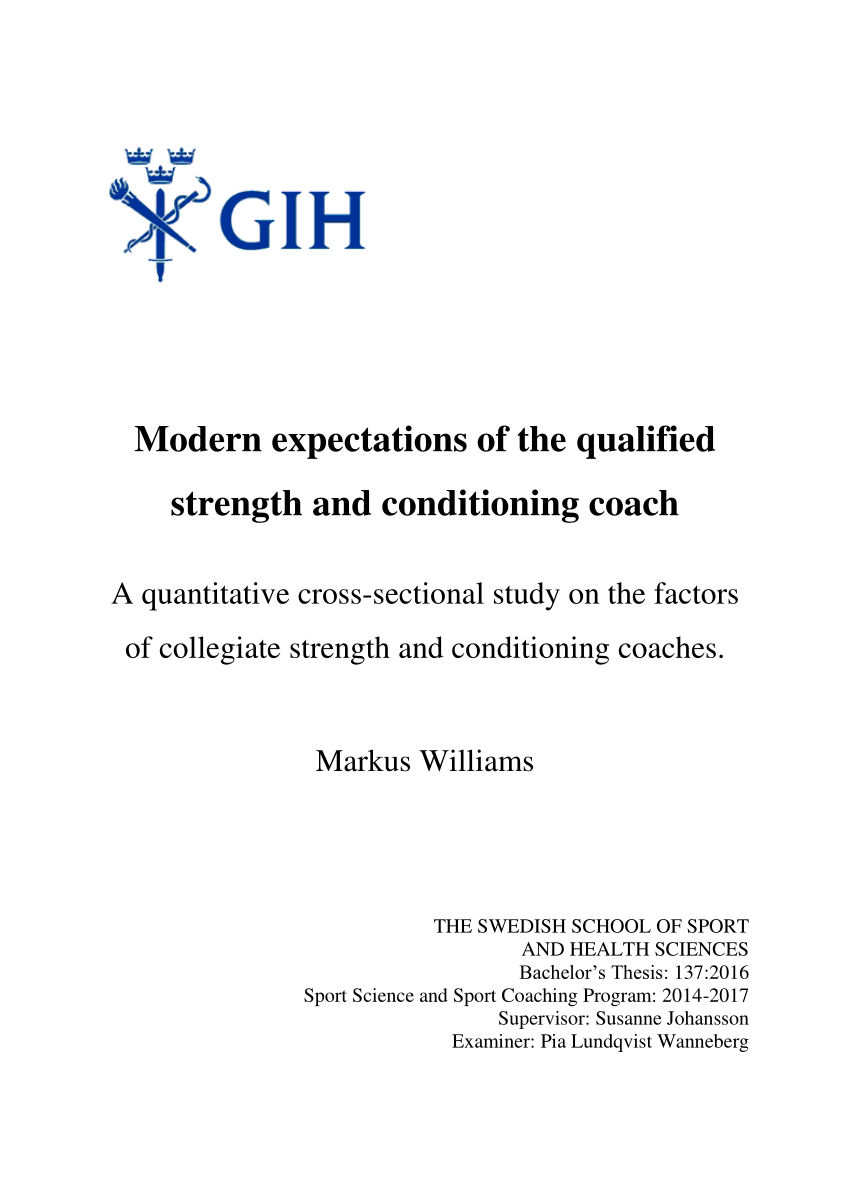PDF) Modern expectations of the qualified strength and conditioning coach:  A quantitative cross-sectional study on the factors of collegiate strength  and conditioning coaches.