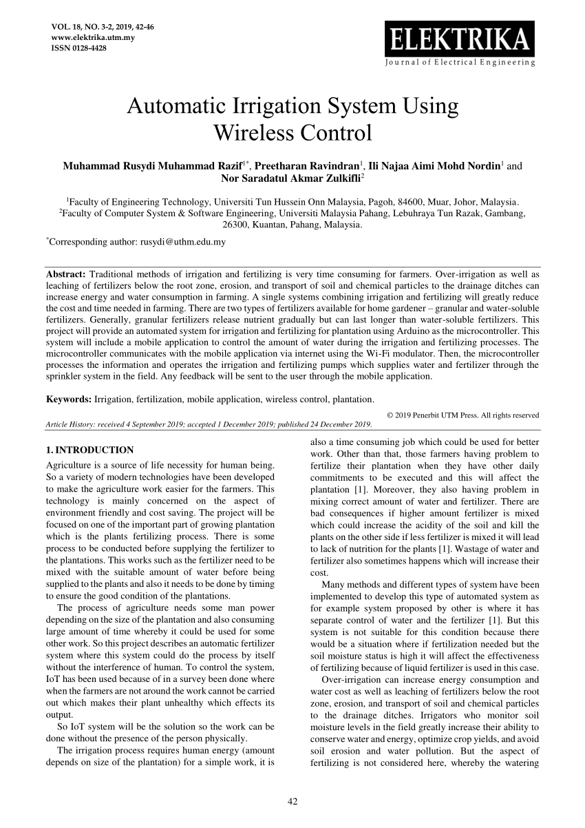 Pdf Automatic Irrigation System Using Wireless Control