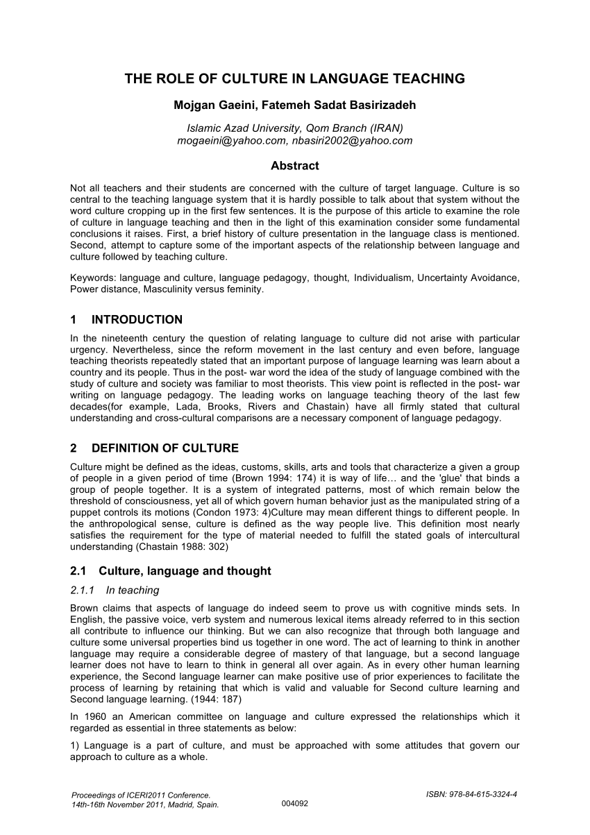 example of essay about language and culture