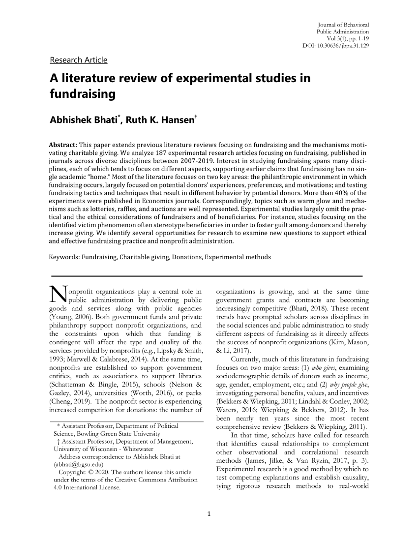 write at least 3 review of literature experimental research