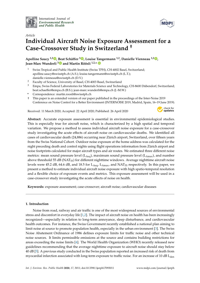 PDF Individual Aircraft Noise Exposure Assessment for a Case  