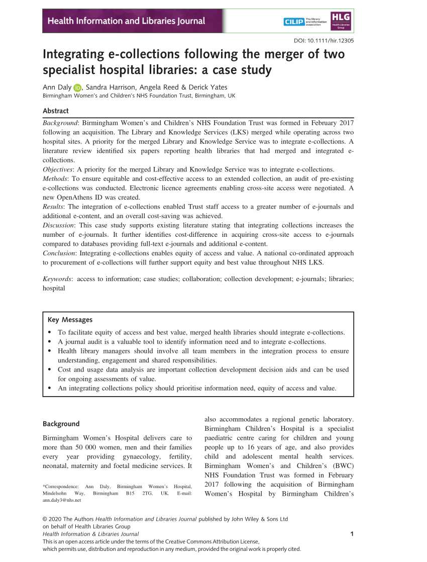 case study of a failed merger of hospital systems