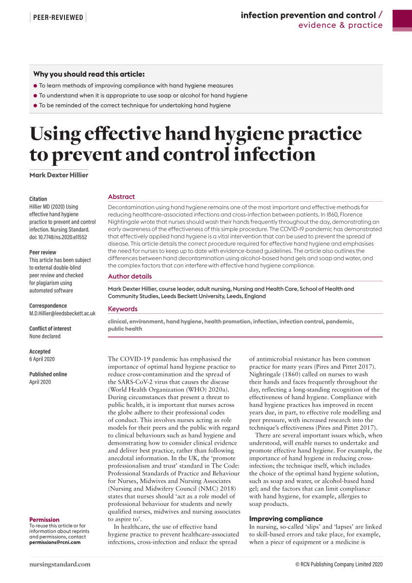 research articles hand hygiene
