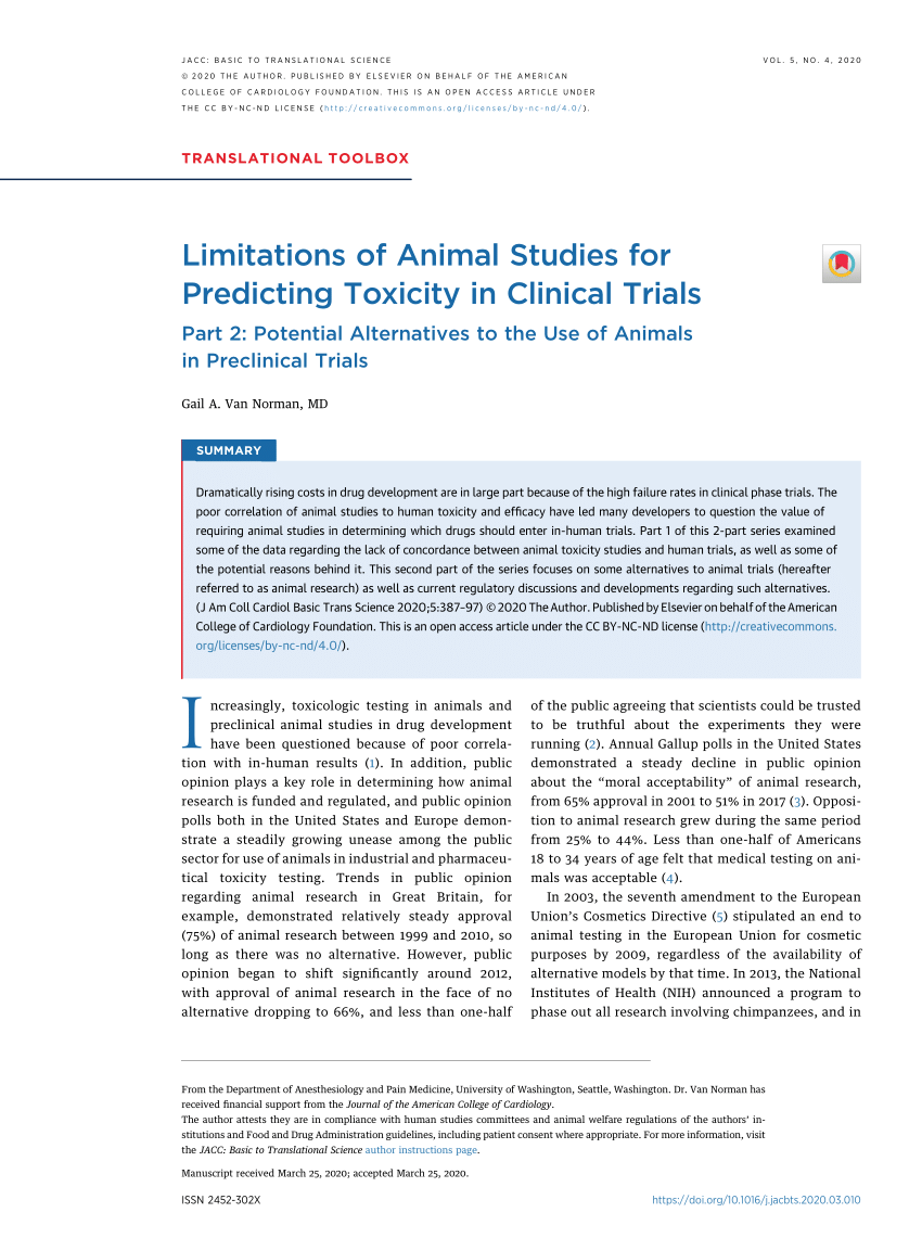 Pdf Limitations Of Animal Studies For Predicting Toxicity In Clinical Trials