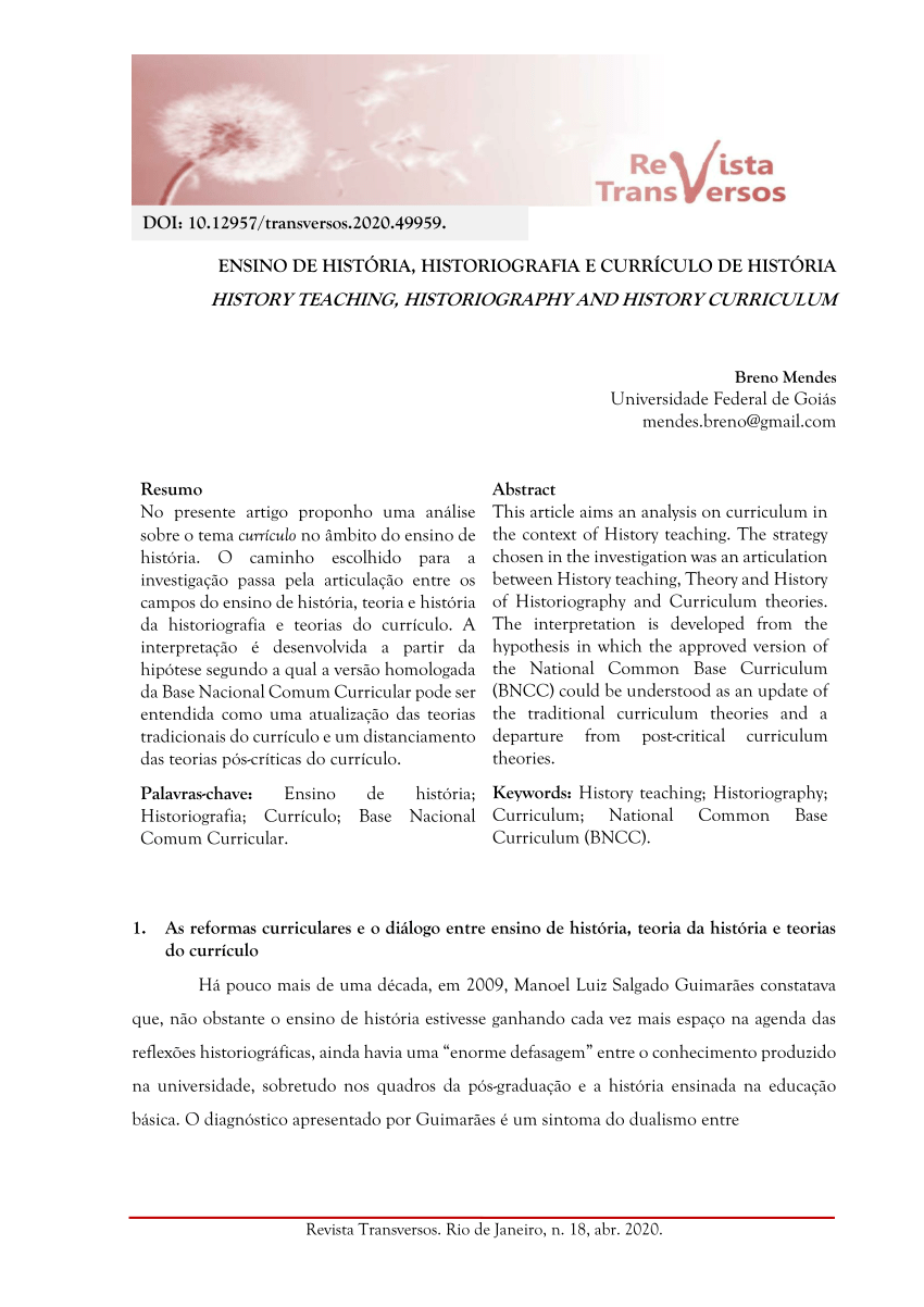 PDF) educação moral e cívica: uma historia disciplinar. 2019.