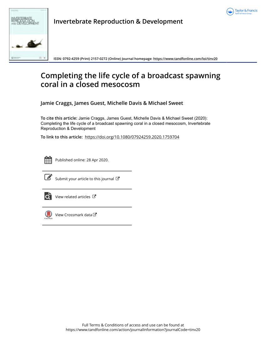 (PDF) Completing the life cycle of a broadcast spawning coral in a