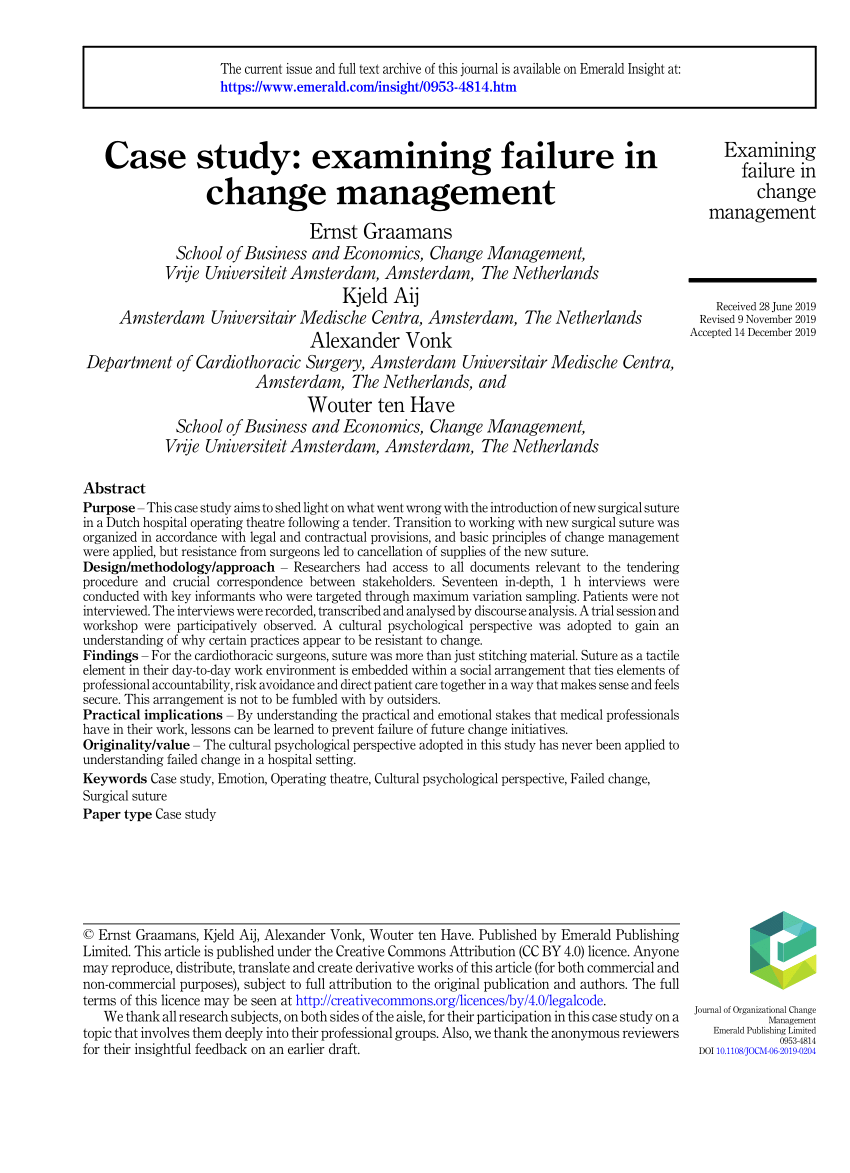 project case study in change management