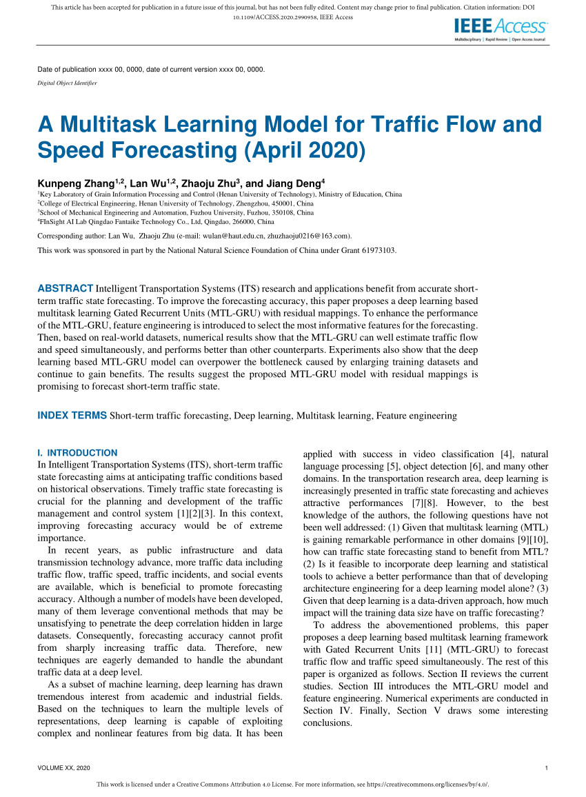 PDF) A Multitask Learning Model for Traffic Flow and Speed ...