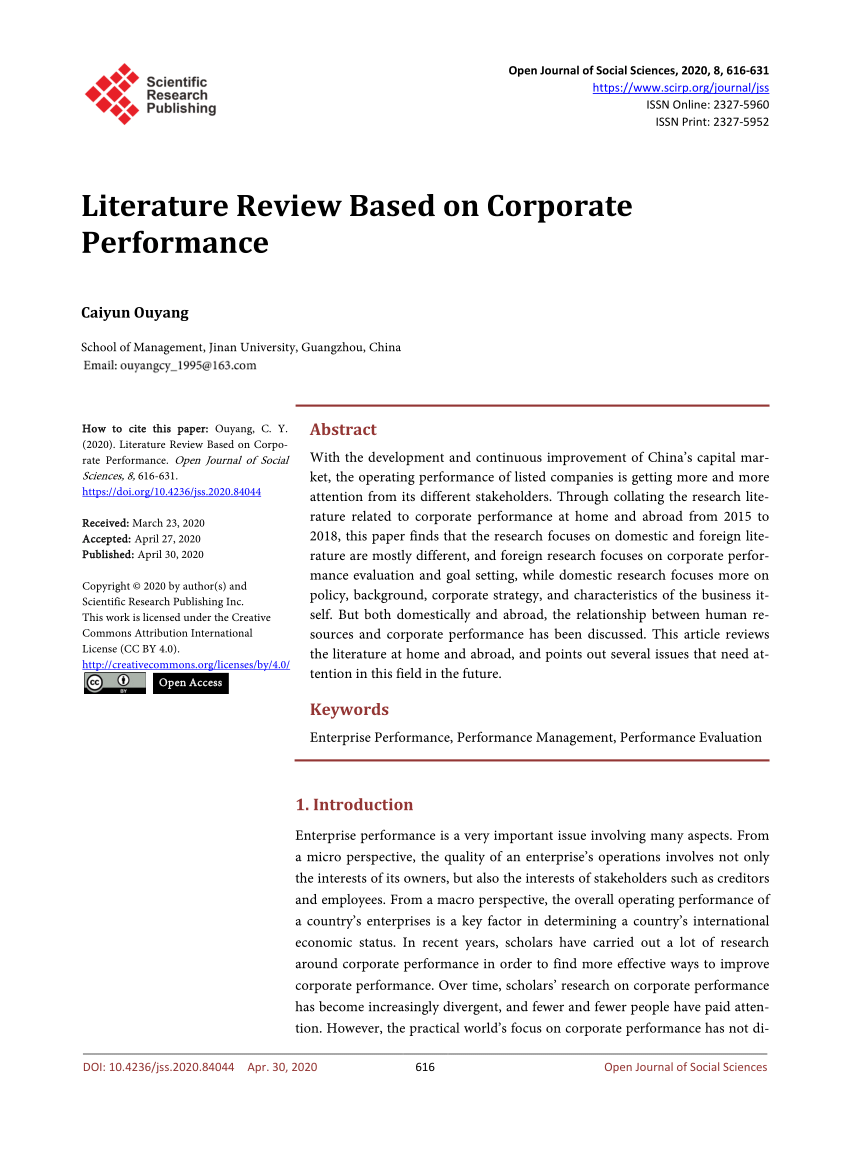 a literature review on organizational culture towards corporate performance