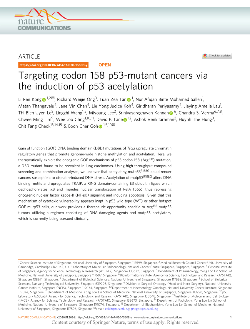 PDF) Targeting codon 158 p53-mutant cancers via the induction of